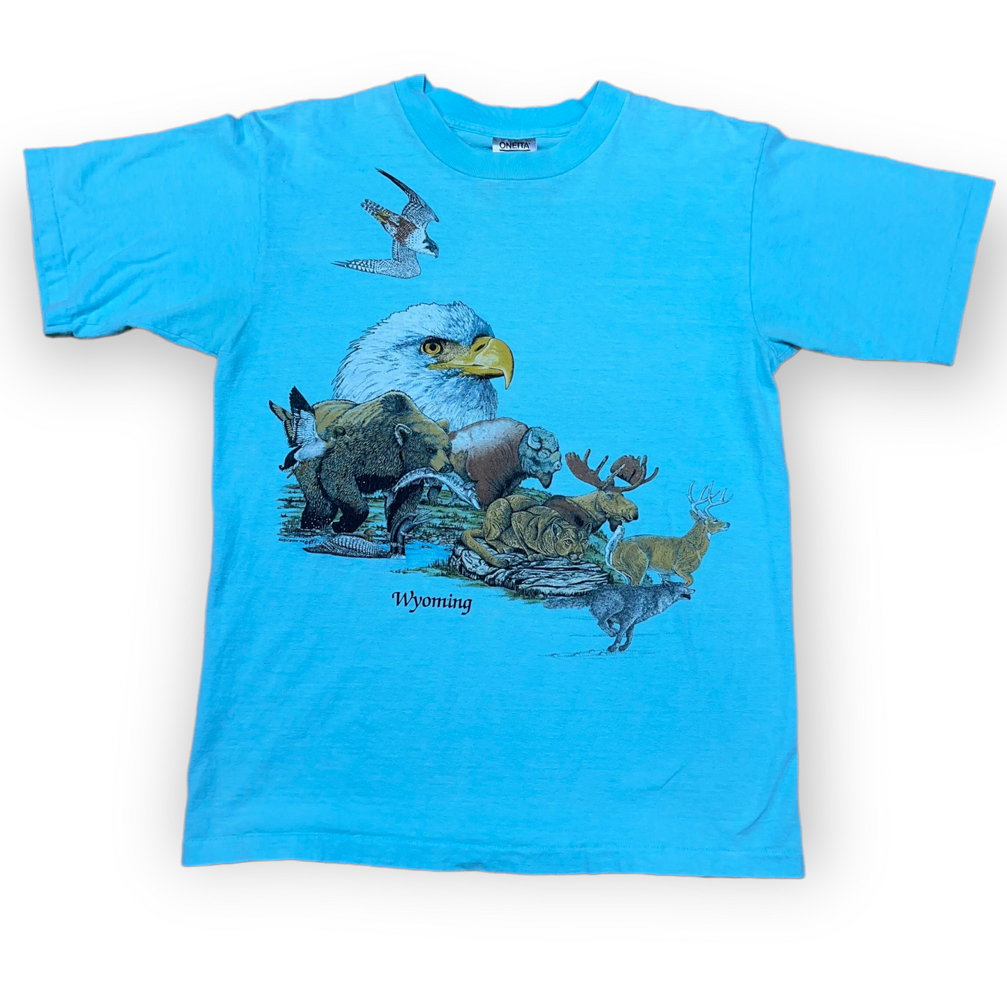 Wyoming Animal print single stitch location tee (M)