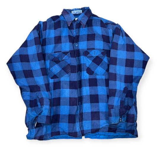 1990's lined button up flannel tee (L)