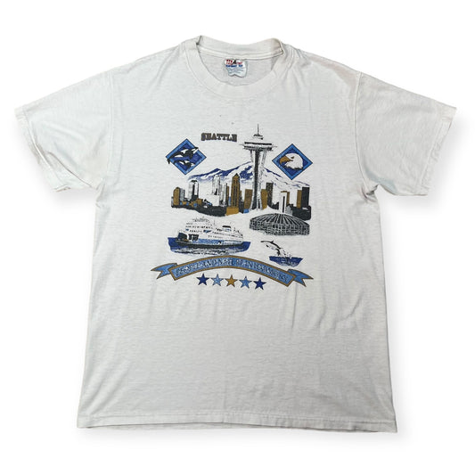 1990's Seattle 'people and nature in harmony' location tee (M)