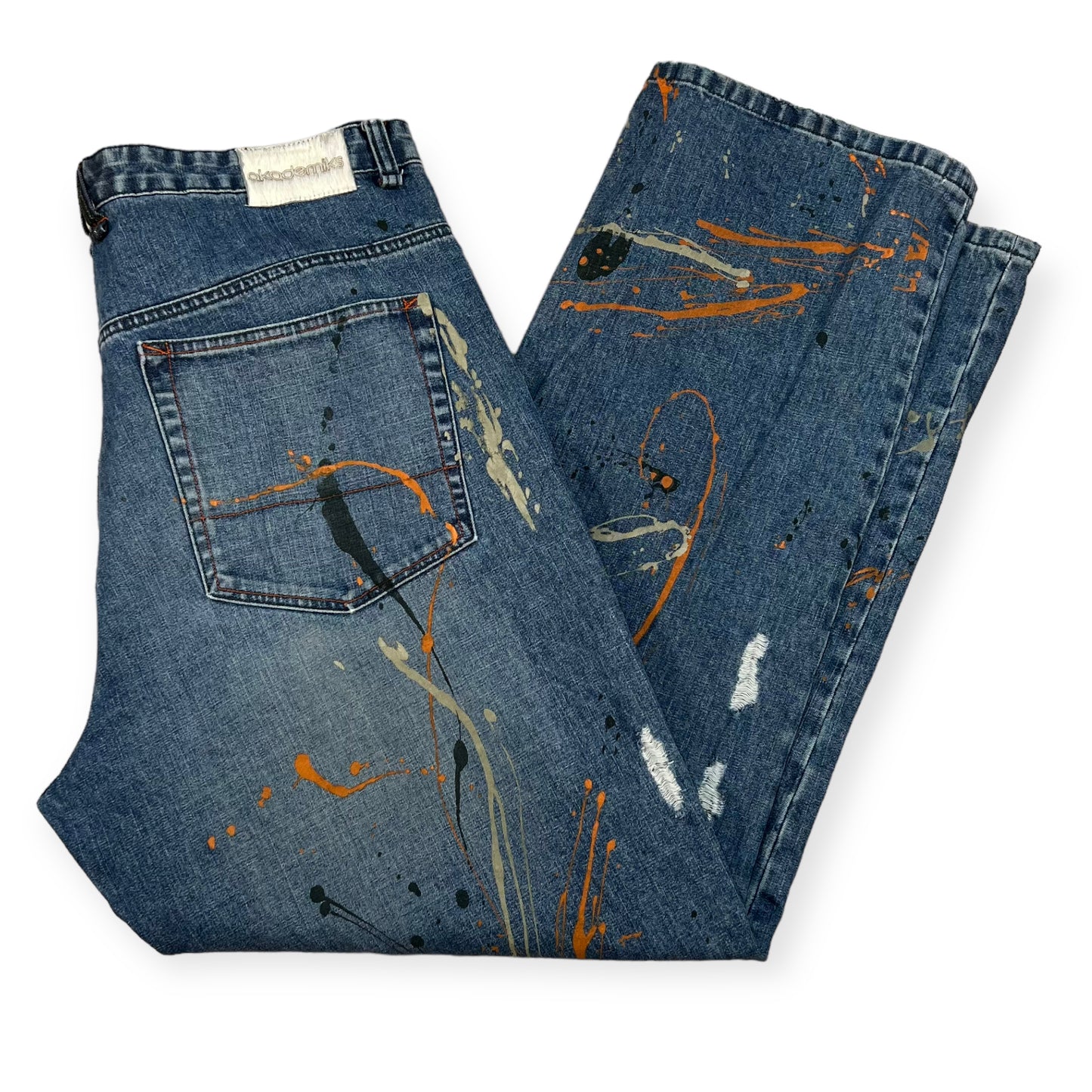 Akademiks painted blue denim pants (36X33)