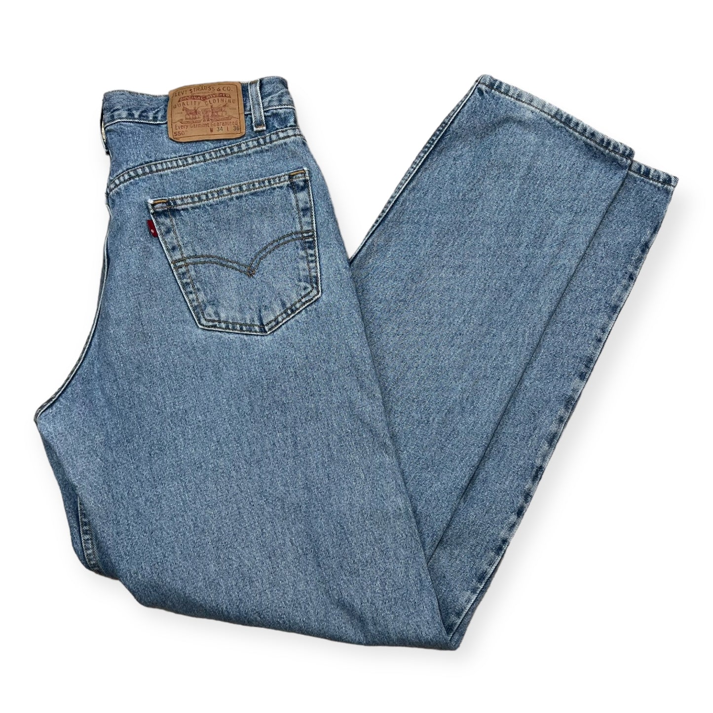 1990's Levi's 550 relaxed fit light wash denim pants (34X36)