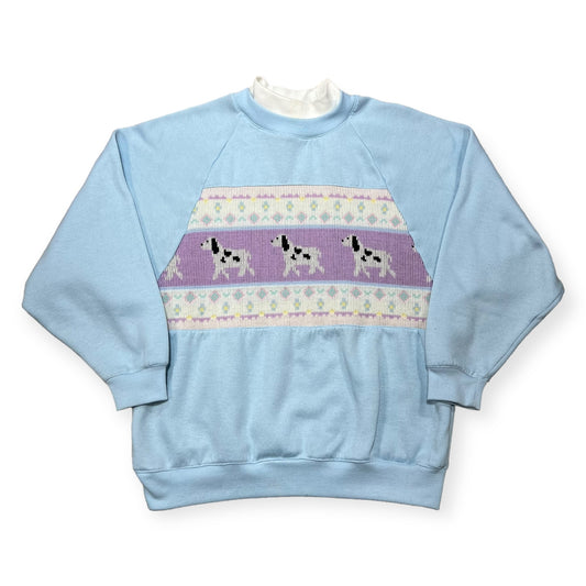 1990's dog knit crewneck sweatshirt (M)