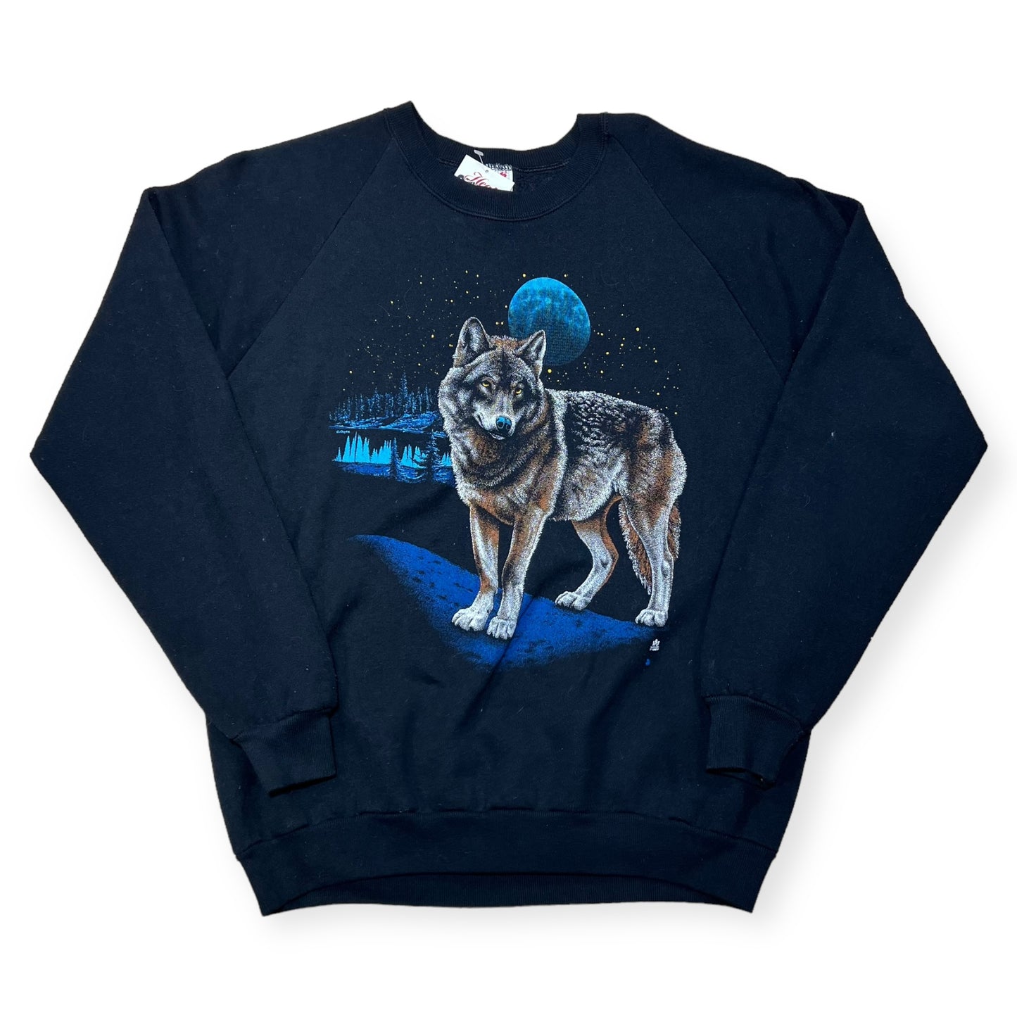 1990's Wolf full moon crewneck sweatshirt (L)