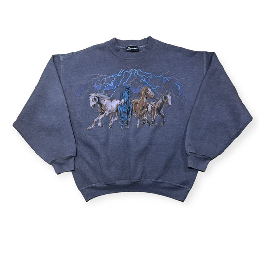 Horse storm crewneck nature sweatshirt (L)